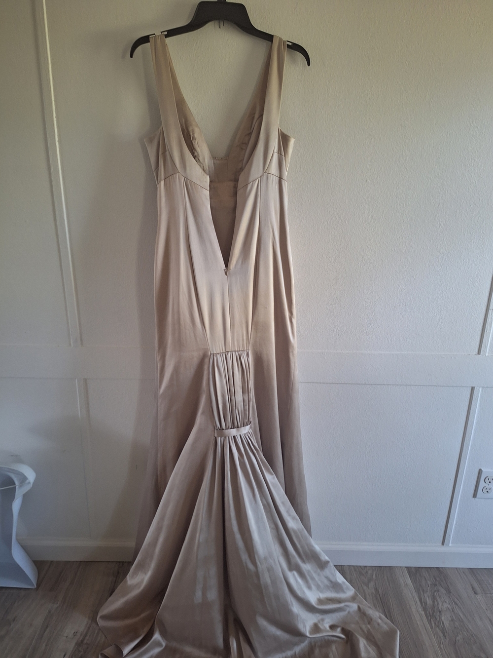 Elegant Taupe Beaded Empire Maxi Dress - Picture 7 of 8